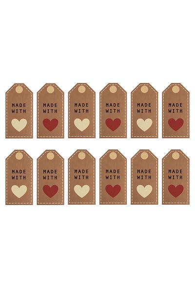 LikyaDükkan 12 Pieces Made With Love Gift Packing Card Made With Love Cards For Gift Packacking