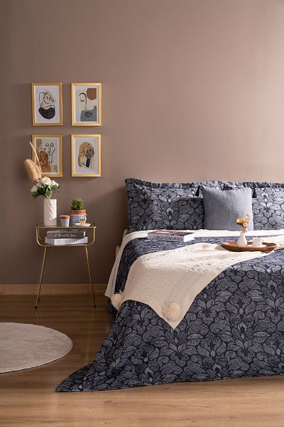 Odamoda Mia Double Bed Cover Set Indigo Daily Multi-Purpose Pique Cover Set - Stylish Box and Package