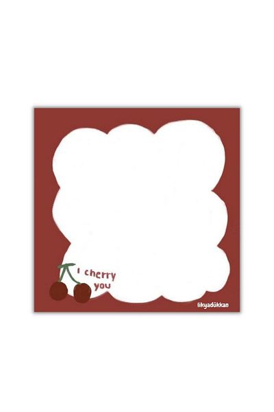 LikyaDükkan مفكرة مربعة الشكل من Cherry Cherry Memopad بحجم 9 سم × 9 سم