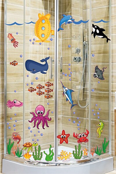 Wannart Deniz Hayvanları Temalı Çocuk Odası Sticker Seti Kreş Okul Sticker Se...