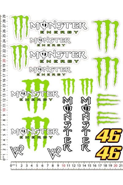 Phoenix MONSTER ENERGY MOTORSİKLET KASK STİCKER ÇIKARTMA SETİ Uyumlu