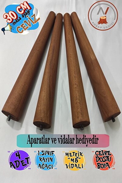 Ahşap Vadisi Konik Ayak-sehpa Ayağı-ahşap Ayak-bench Ayağı-puf Ayağı 4 Adet 3...