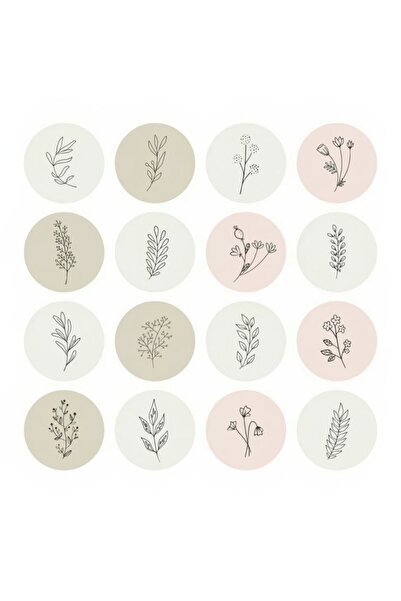 LikyaDükkan Design rotund Line Art Flori de flori Design personalizat Autocol...