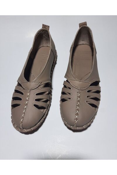 KAPAR Εσωτερικά και εξωτερικά Γνήσιο δέρμα Γκρι Χρώμα Ορθοπεδικές Σανδάλια Μπαλαρίνας