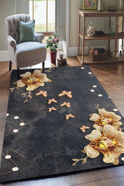 Yürük Home Welsoft Kumaş Dijital Baskılı YRK152 Modeli Lastikli Halı Örtüsü