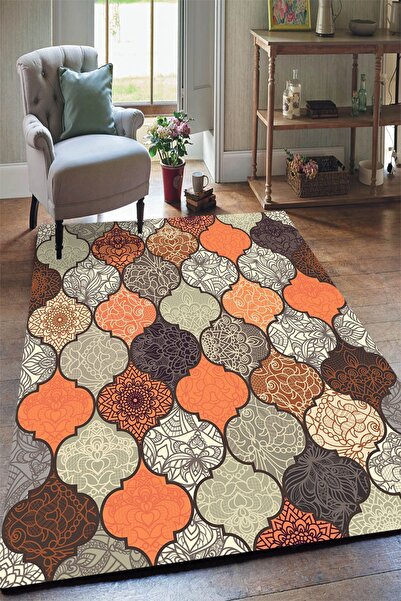 Yürük Home Welsoft Kumaş Dijital Baskılı YRK158 Modeli Lastikli Halı Örtüsü