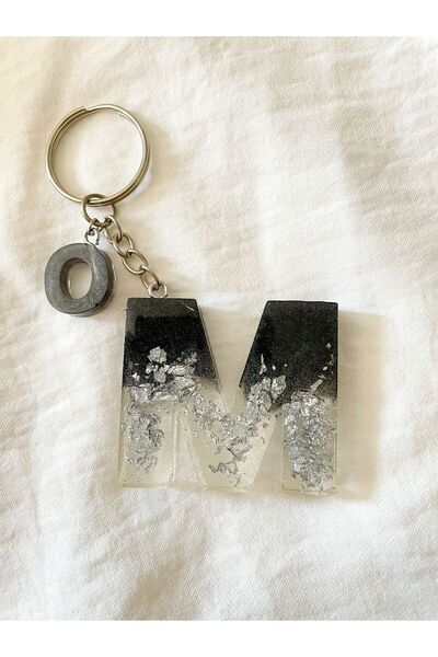 Starkcollection سلسلة مفاتيح مصنوعة من ورق فضي أسود