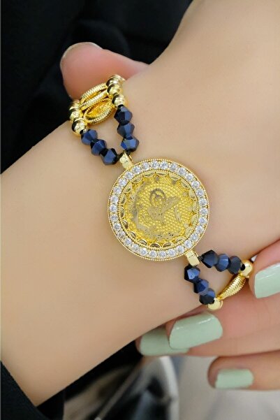 aytekgold Tuğralı Safir Taşlı Pullu Bileklik