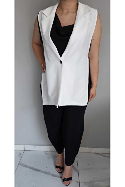Butik Nilyam Large Size Single Button Blazer Vest - 24107