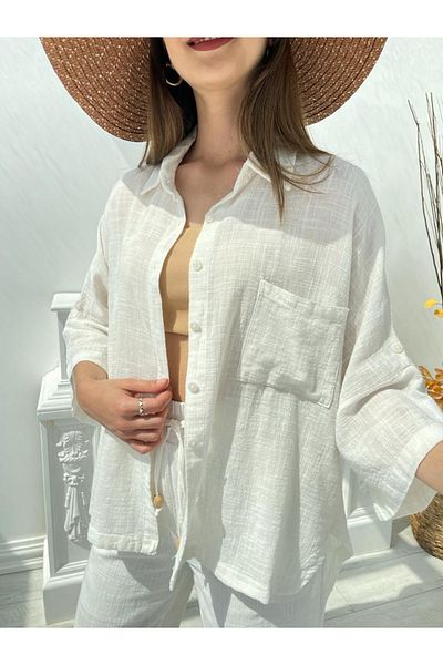 Elif Özbey Butik Cămașă oversize cu mânecă joasă