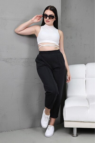 SHİROSA Kadın Trend Gabardin Pantolon Beli Lastikli Rahat Kalıp