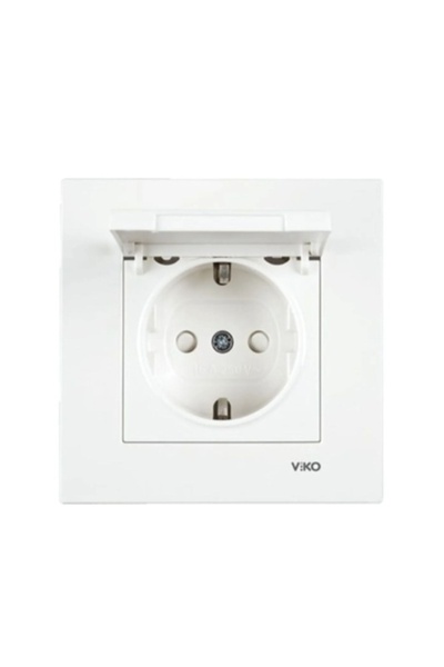 VİKO Karre Kapaklı Topraklı Priz Çerçeve Dahil