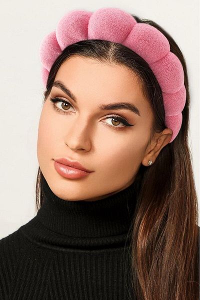 TAKIŞTIR Dark Pink Color Spa Hair Band Towel Crown