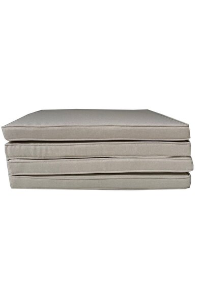 YASTIKMİNDER Koton Açık Bej Fitilli 53x46 Cm 4 Parça Sandalye Koltuk Minder Seti