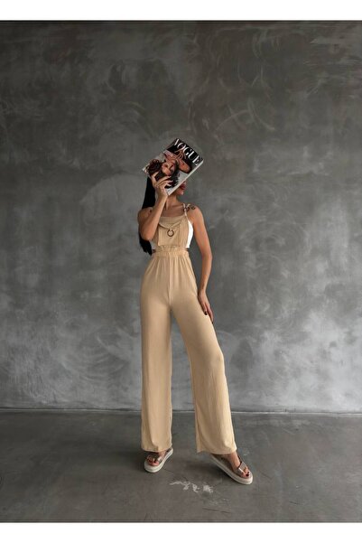 machiavelli Γυναικεία καλοκαιρινή φόρμα - Πλισέ ύφασμα, λουράκια από κορδόνι, λεπτομέρεια τσέπης