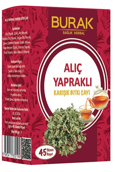 Burak Sağlık Herbal Alıç Yapraklı Karışık Bitki Çayı 45 li Süzen Poşet