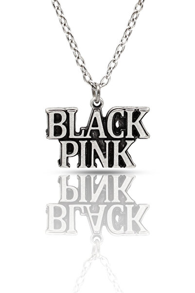 kolbi قلادة مروحة كورية باللون الوردي الأسود - مع سلسلة كلاسيكية من الفضة الع...