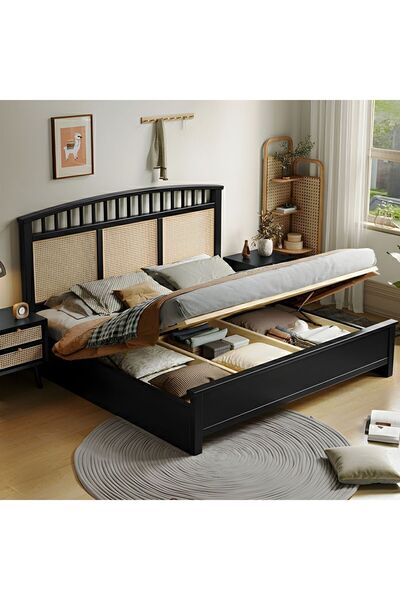Latanwood Karo Hazeranlı Ahşap Karyola & Komodin