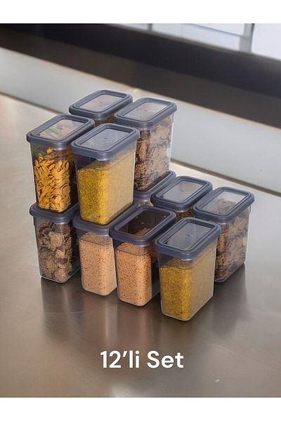 Nesto Home 12-Piece Food and Pulses Storage Set - Refrigerator and Freezer Organizer, 12X1100 ML