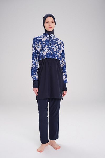 Haşema Esila Navy Blue Gilet Full Hijab Μαγιό Μπλούζα