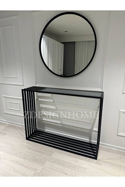 zdesignhome 90 Çap Ayna + 120x30x90 Cm Dresuar