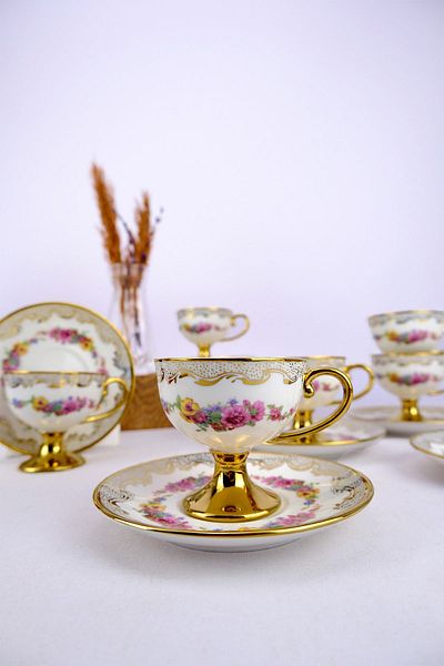 Kosova Drew Porcelain 6-Piece Floral Patterned Coffee Cup Set 90 Cc