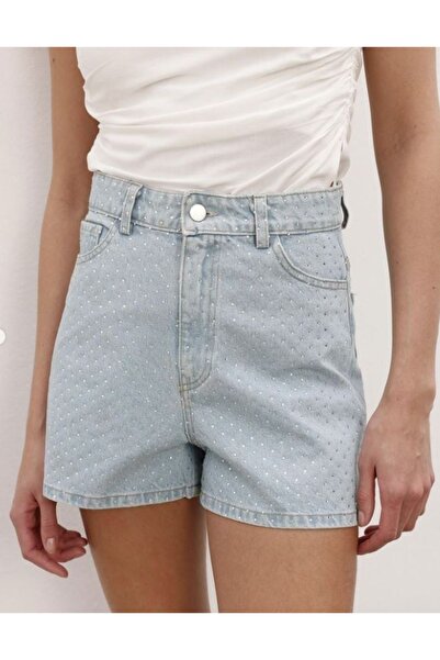 FİRST CHANCE TAŞ BASKILI KISA DENİM ŞORT