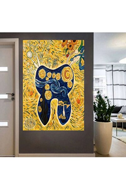 EMİLART VAN GOGH ESİNTİLİ SOYUT MODERN DİŞ DENT HD KALİTE KANVAS TABLO