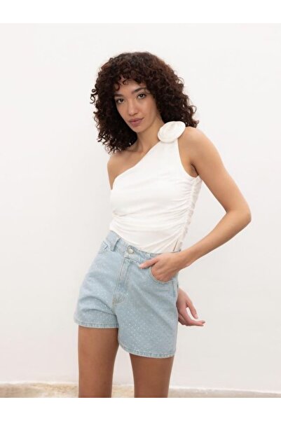 FİRST CHANCE TAŞ BASKILI KISA DENİM ŞORT