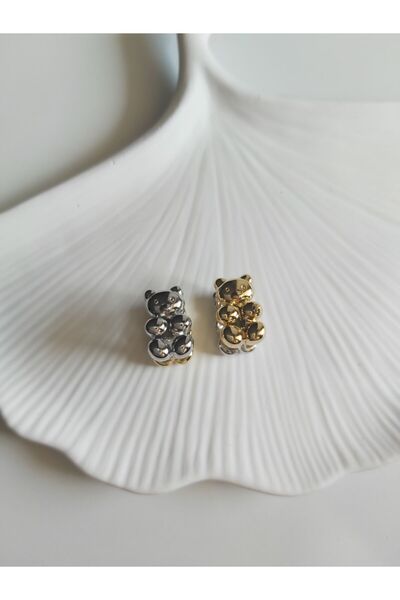 BBbutik Çelik Çift Taraflı Ayıcıklı Küpe