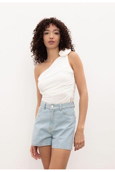 FİRST CHANCE TAŞ BASKILI KISA DENİM ŞORT