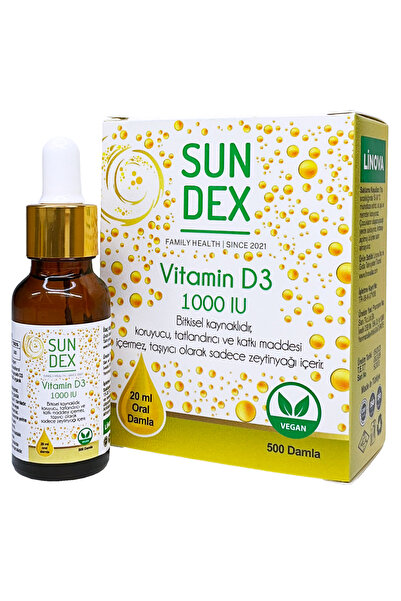 Sun Dex Family Health Since 2021 Vitamin D3 1000 Iu 20 Ml Bitkisel Kaynaklı 5...