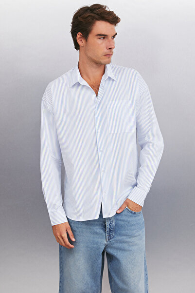 GRIMELANGE KLEVIS Men's Shirt Collar Regular Light Blue Shirt
