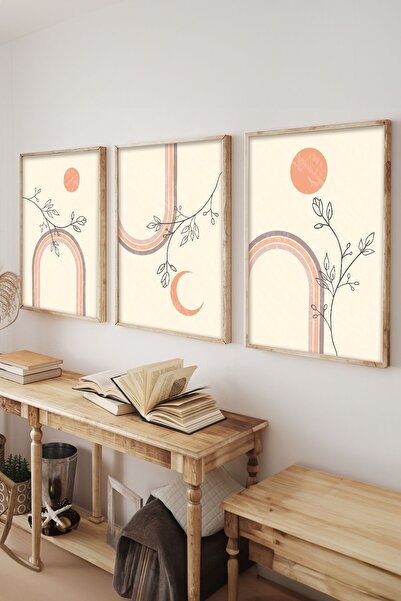 decorose Çerçeveli Tablo, Duvar Tablo, Dekoratif Tablo, 3 Lü Tablo Seti, Moon...