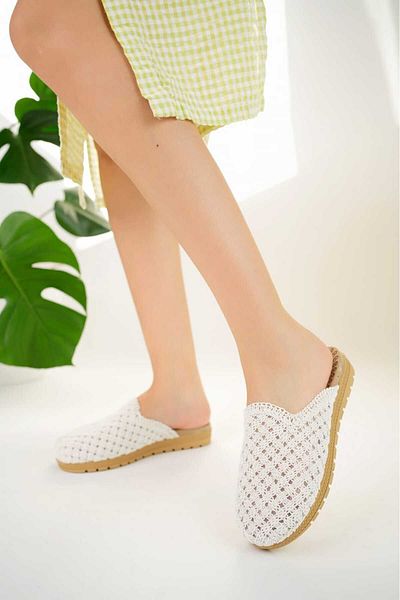 MASSMİZO Women's Braided Straw Slippers