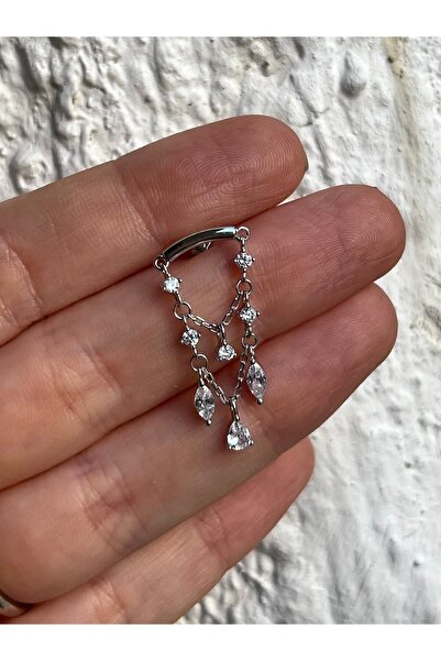 ds denizden silver Gümüş Zincirli Piercing - 1 Adet (flat Bölgesi)