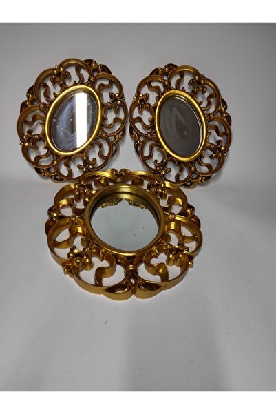 Turkuaz 3 'lü Polyester Ayna Seti.rusdik Altın Ayna Takımı