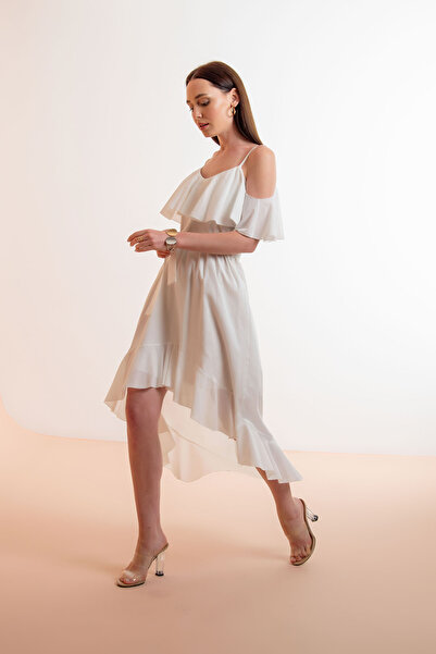 Laranor Φόρεμα με λουράκι Asymmetric Voile - με λεπτομέρειες βολάν