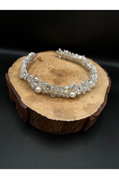 Gelintacım Coroană și accesoriu de păr elegant pentru mireasă cu piatră de cr...