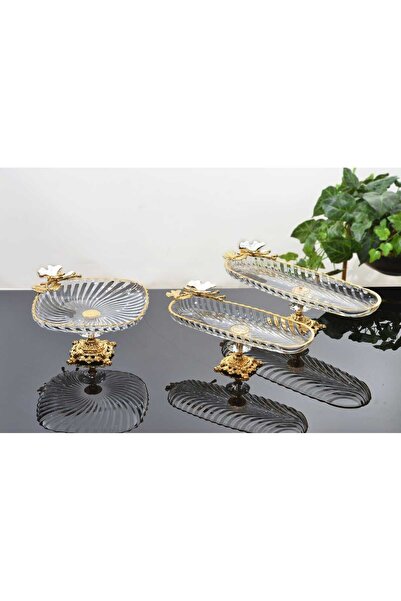 Genel Markalar 3 Parça Döküm Ayaklı Kelebek Mineli Model Sunum Seti Yaldız De...