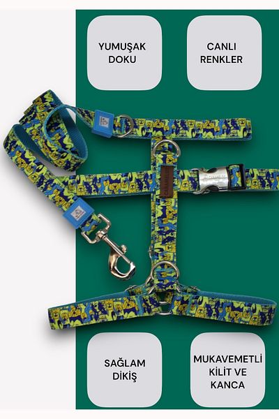 CARAMELOS H Type Dog Collar Set - Chest and Walking Collar, Medium and Large Breed