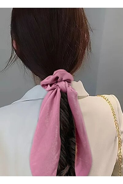 Monalisa Kadın Koyu Pembe Ipek Fular Lastik Toka