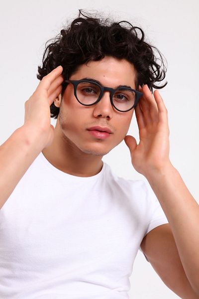 PETİTO Ascella Matte Black E Transparent Blue Light Protective Screen Glasses (T Glass) (48-24-145 Light Medium)