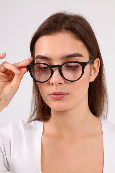 PETİTO Ascella Matte Black Transparent Blue Light Protective Screen Glasses (T Glass) (48-24-145 Light Medium)