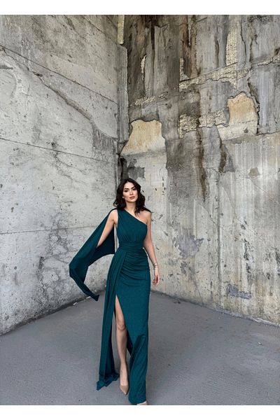 Mekafashion Tves Glittered Tail Detail Evening Dress582399 ZIMRUTE