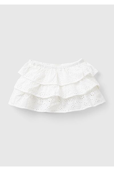 United Colors of Benetton Baby White Gathered Waist Flounce Mini Skirt