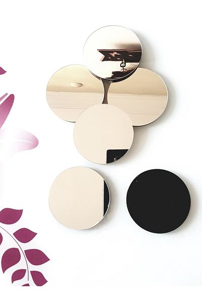 KEMSON Ikea Style Silver Plexiglass Coasters Set of 6 8cm