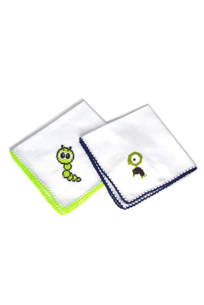 Pafuli Kuti's Embroidered 2-Pack Baby Mouth Wipes Greens