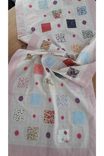 Bohemian Pink Embroidered Natural Runner