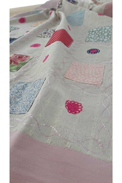 Bohemian Pink Embroidered Natural Runner